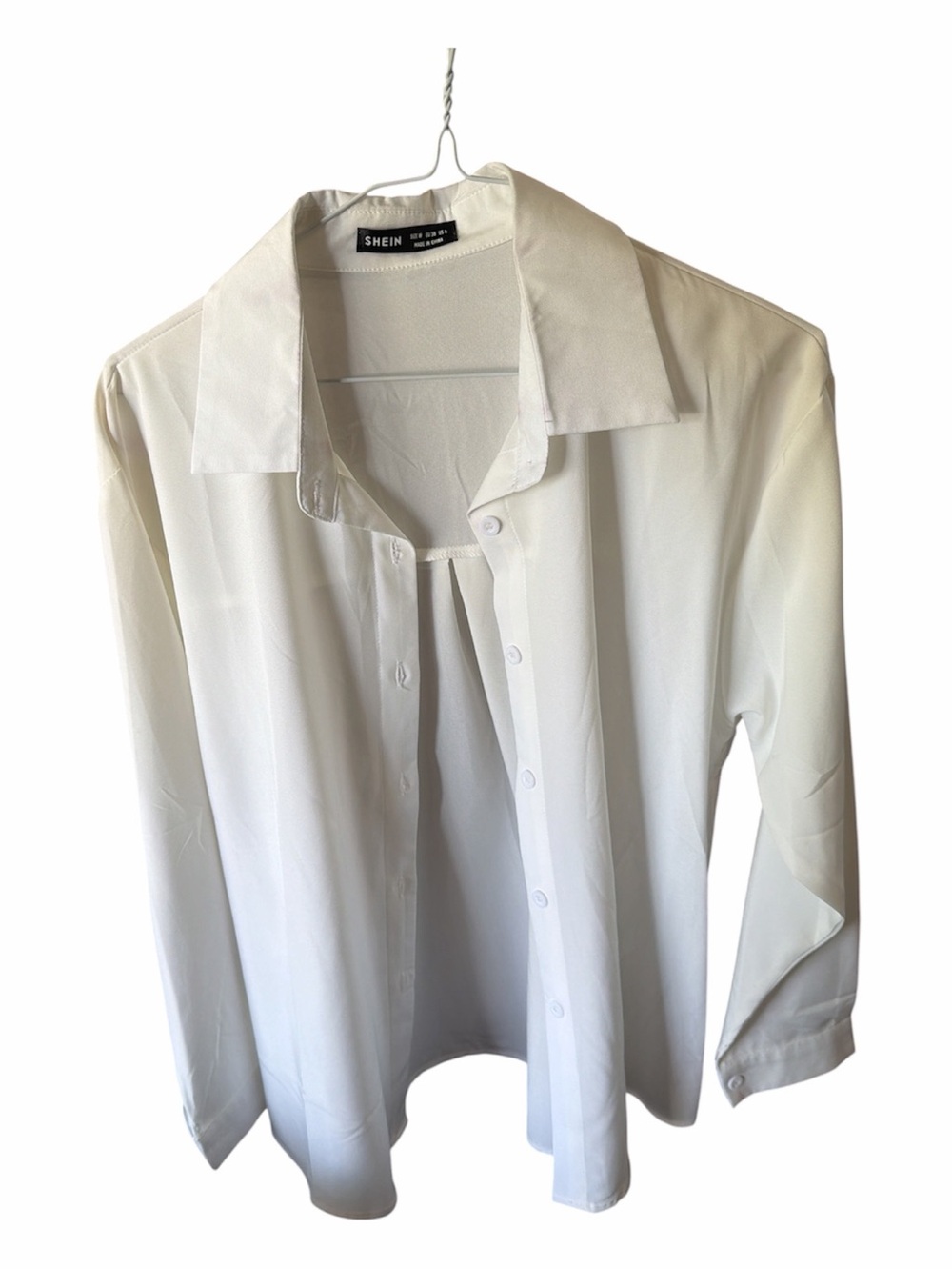 SHEIN Men’s White Long-Sleeve Button Shirt